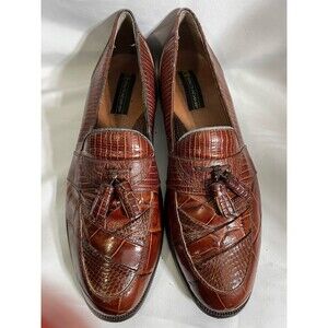 Stacy Adams Men's 11M Brown Genuine Snake Skin & Leather Tassel Loafer Shoes